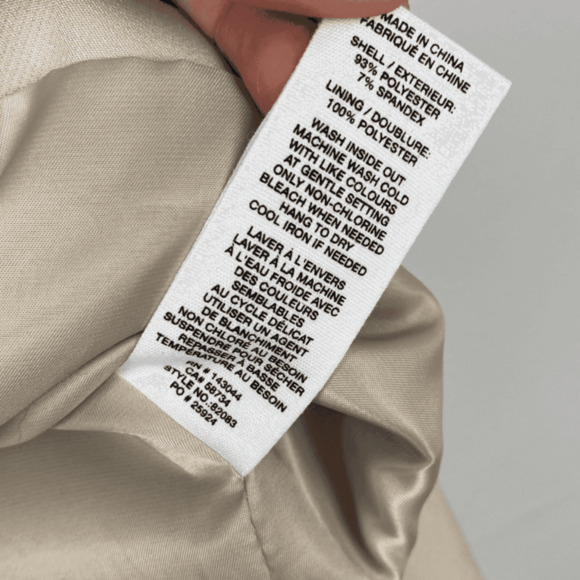 Avec Les Fill Beige Cropped Blazer Stretch Sand Office Single Button Size XL - Picture 9 of 9